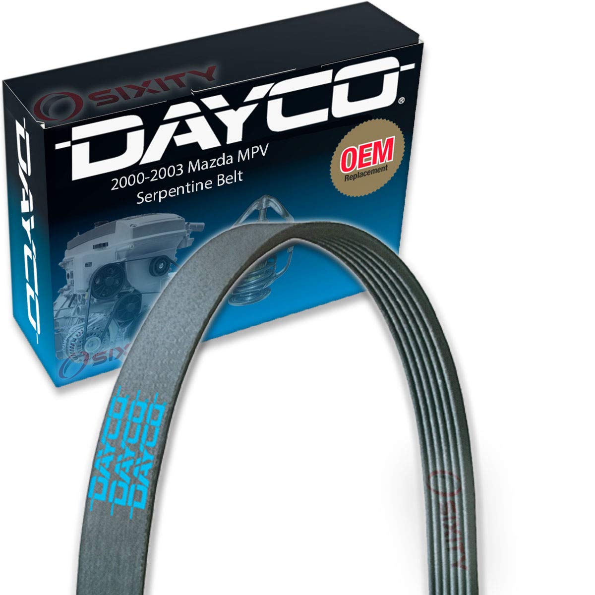 Dayco Water Pump Serpentine Belt Compatible with Mazda MPV 2000-2003