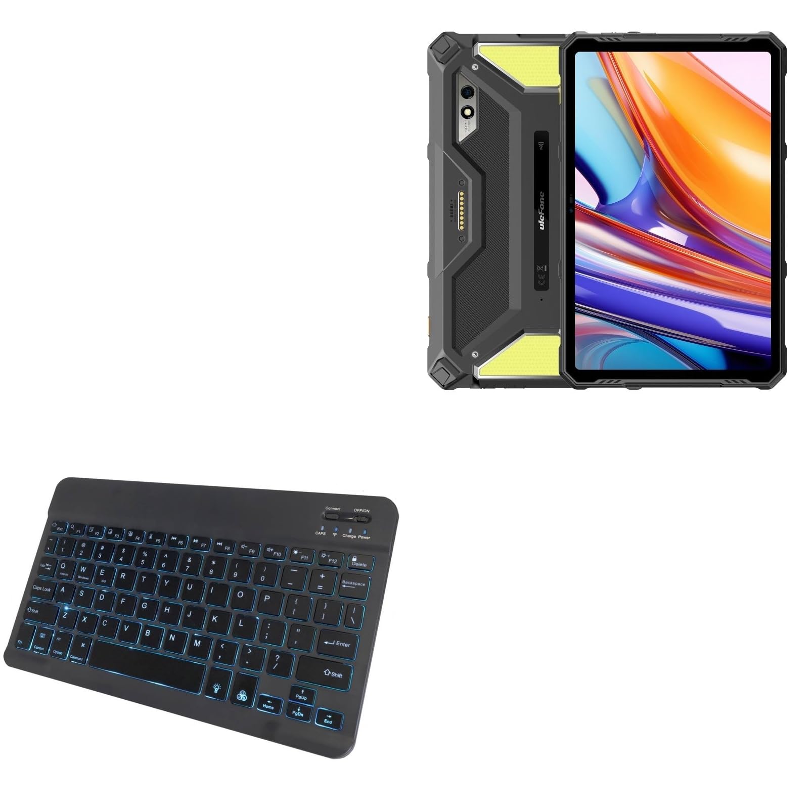 BoxWave Keyboard Compatible with Ulefone Armor Pad 3 Pro - SlimKeys Bluetooth Keyboard - with Backlight, Portable Slim LED 7 Colors - Jet Black