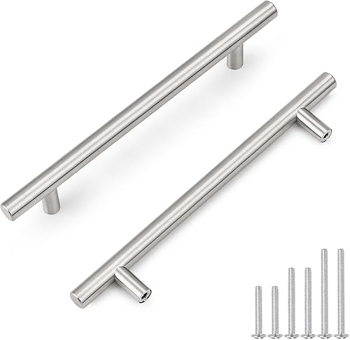 Manijas de acero inoxidable de estilo europeo para puertas y cajones de muebles de cocina, disponibles en diferentes tamaños y paquetes