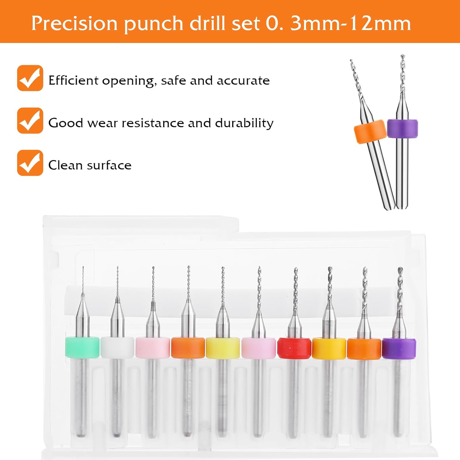 20 Pcs Micro Drill Bit Set, 0.3-1.2mm Shank Tungsten Carbide Small Drill Bits, Tungsten Steel PCB Print Circuit Board Flute CNC Router Bits Shank for Rough Stone Print Circuit Board Jewelry Engraving