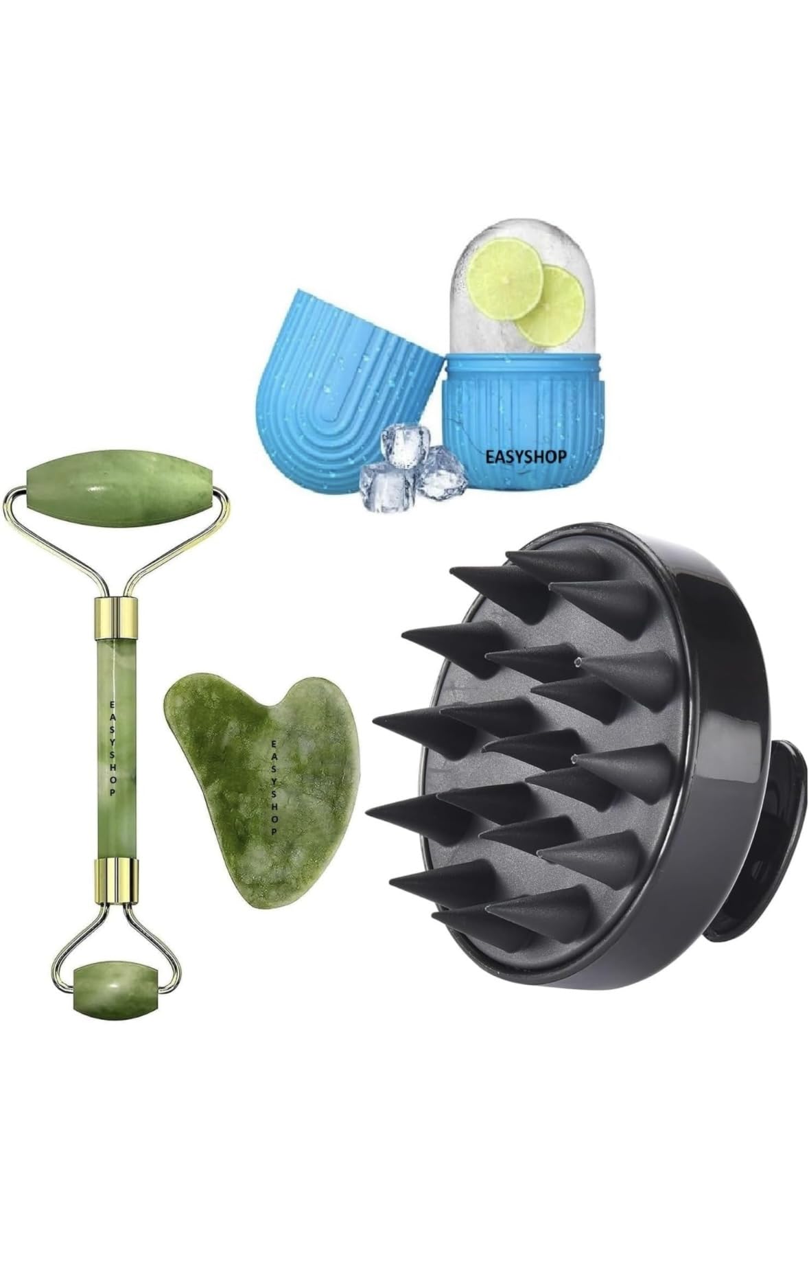 Facial Massager Jade Roller & Gua Sha Tool Natural Himalayan Stone For Face Neck Healing Skin Wrinkles & Serum Application Hair Scalp & Ice Massager Combo Offer (Multy Coloured) By Easyshop (B0DHH7G51L) Amazon Price History, Amazon Price Tracker
