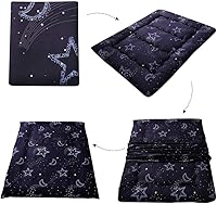 Vista 87 de Colchón futón japonés de piso gris constelación, de piso tatami, portátil, para acampar, para niños, sofá cama plegable enrollable con protector