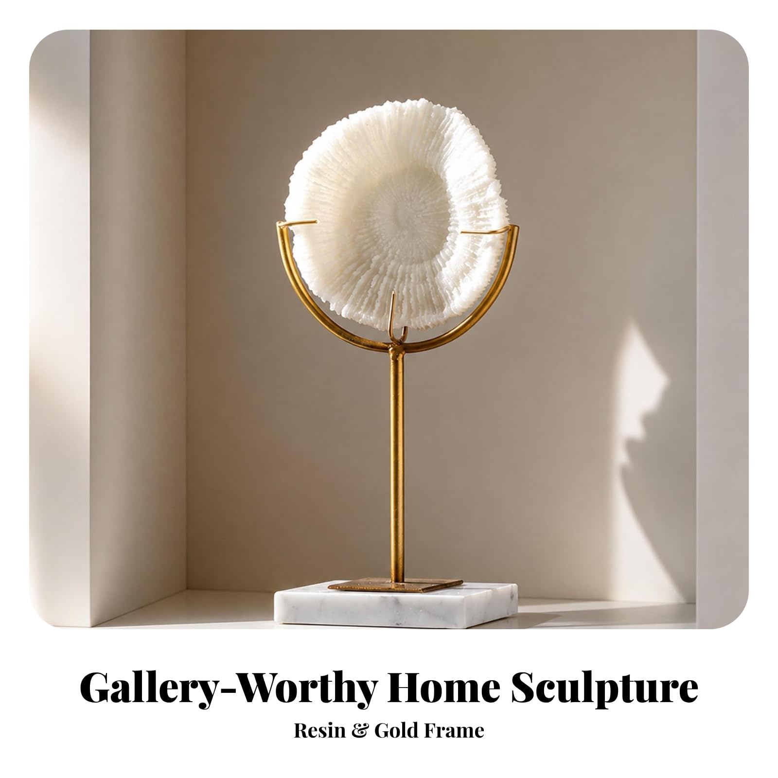 Coral corativo Elegante | Escultura Coral con Soporte Metálico, para Estantería, Estilo C