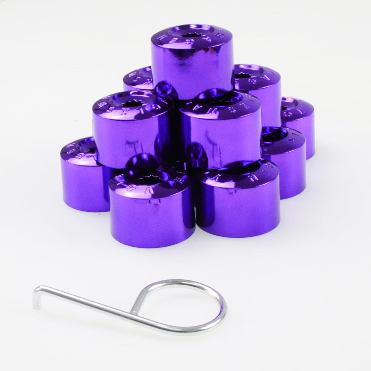 20Pcs 17mm Car Wheel Lug Nut Covers, Dustproof Auto Tire Bolt Protection Caps, Removal Tool Dismantle Replacement 1K0 601 173 for Jetta Beetle Passat GTI CC（Electroplating Purple）