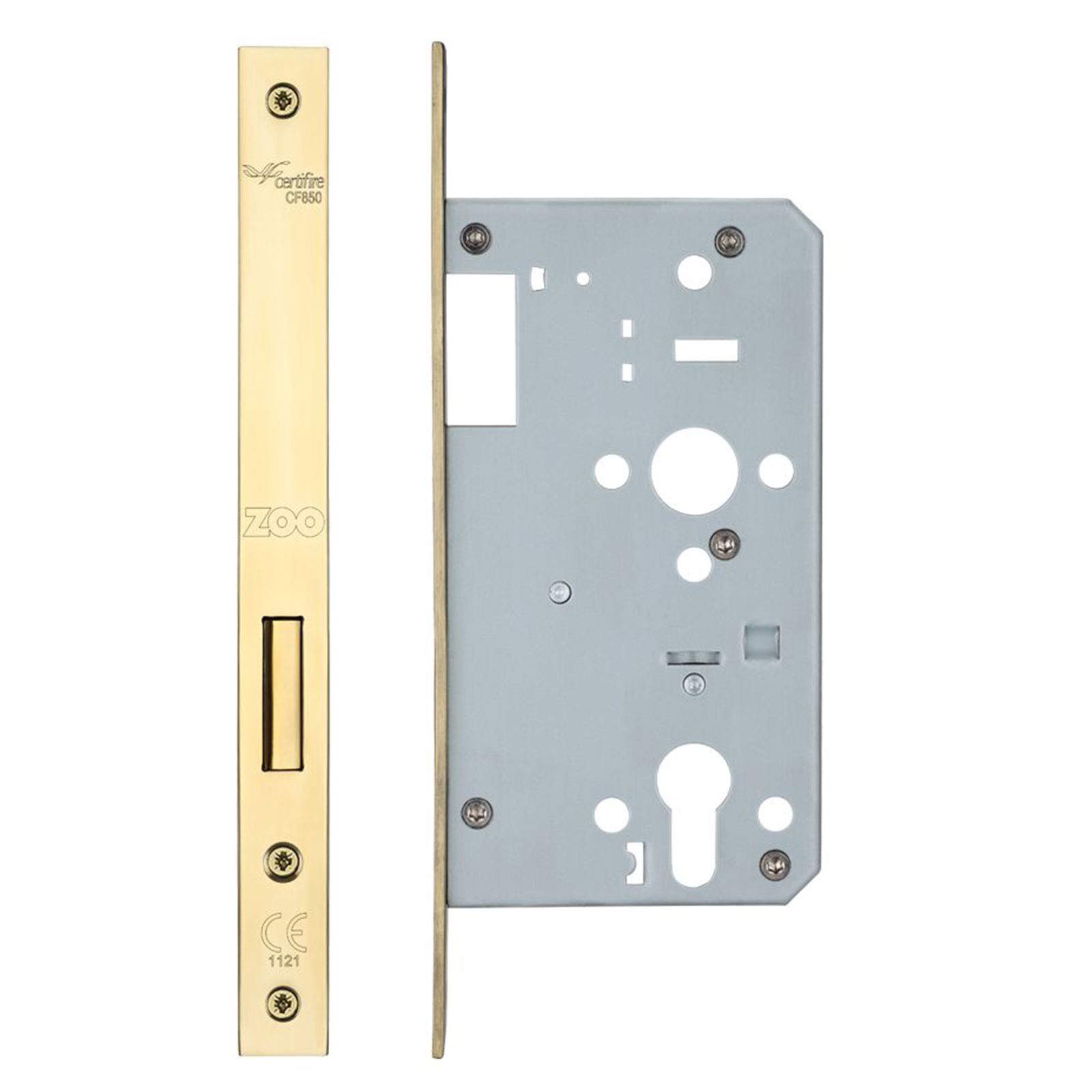 Zoo Hardware Din Euro Deadlock - Backset - 60Mm - Brass Finish