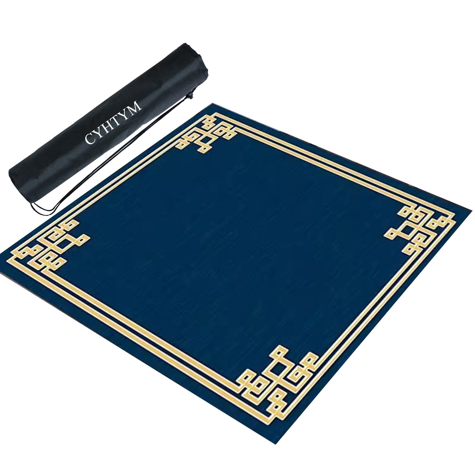 Tapete de Mahjong Cuadrado Azul, Adecuado para Mesas de Comedor y Tapetes de Mahjong Automáticos(90CM/35.4")