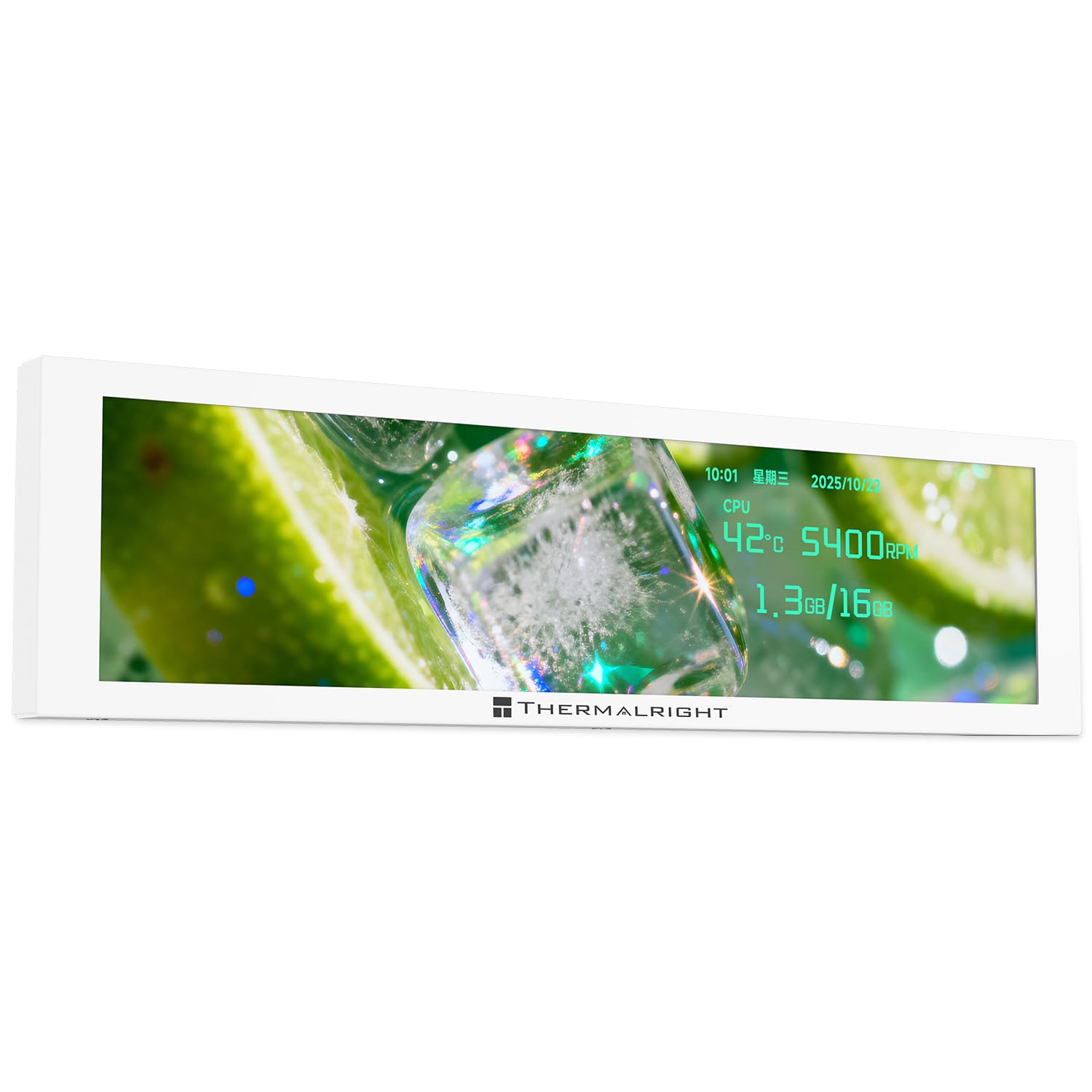 Thermalright Écran LCD blanc TV 9.16 - Ventouse magnétique, panneau IPS 9,16", résolution 1280 x 480 pour commutation d'image statique/dynamique, peut être couplé avec un refroidisseur liquide de