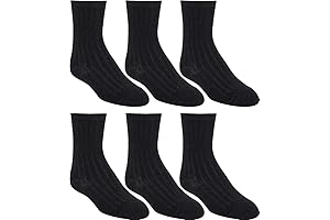 Boys Solid Dress, Uniform Crew Socks Black, Navy and Multi Size Small To Large