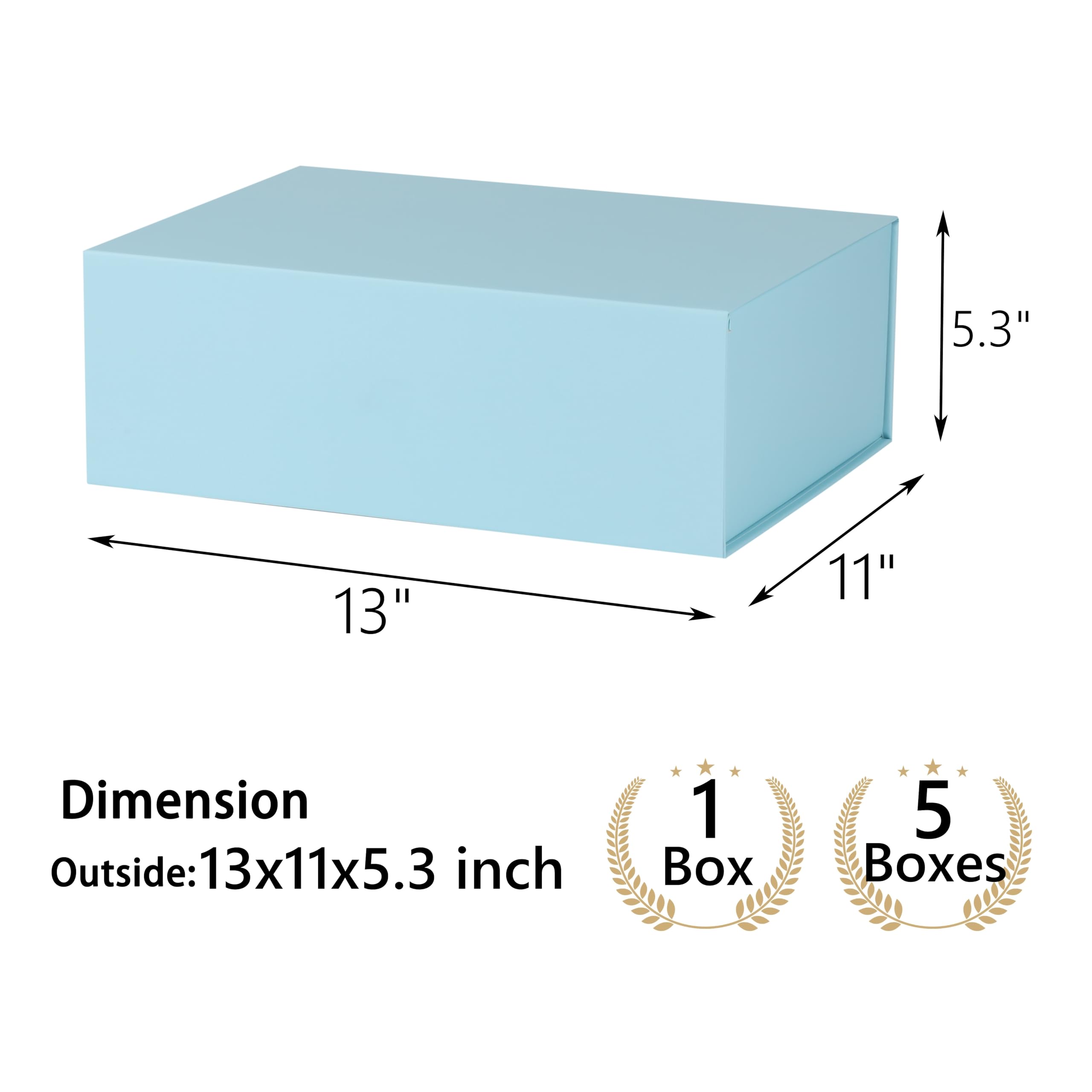 MUMUPACK Caja de regalo azul claro, 13 x 11 x 5.3 pulgadas, cajas de regalo grandes con tapas para regalos, incluye cinta y papel adhesivo imprimible, caja de propuesta de dama de honor, caja de