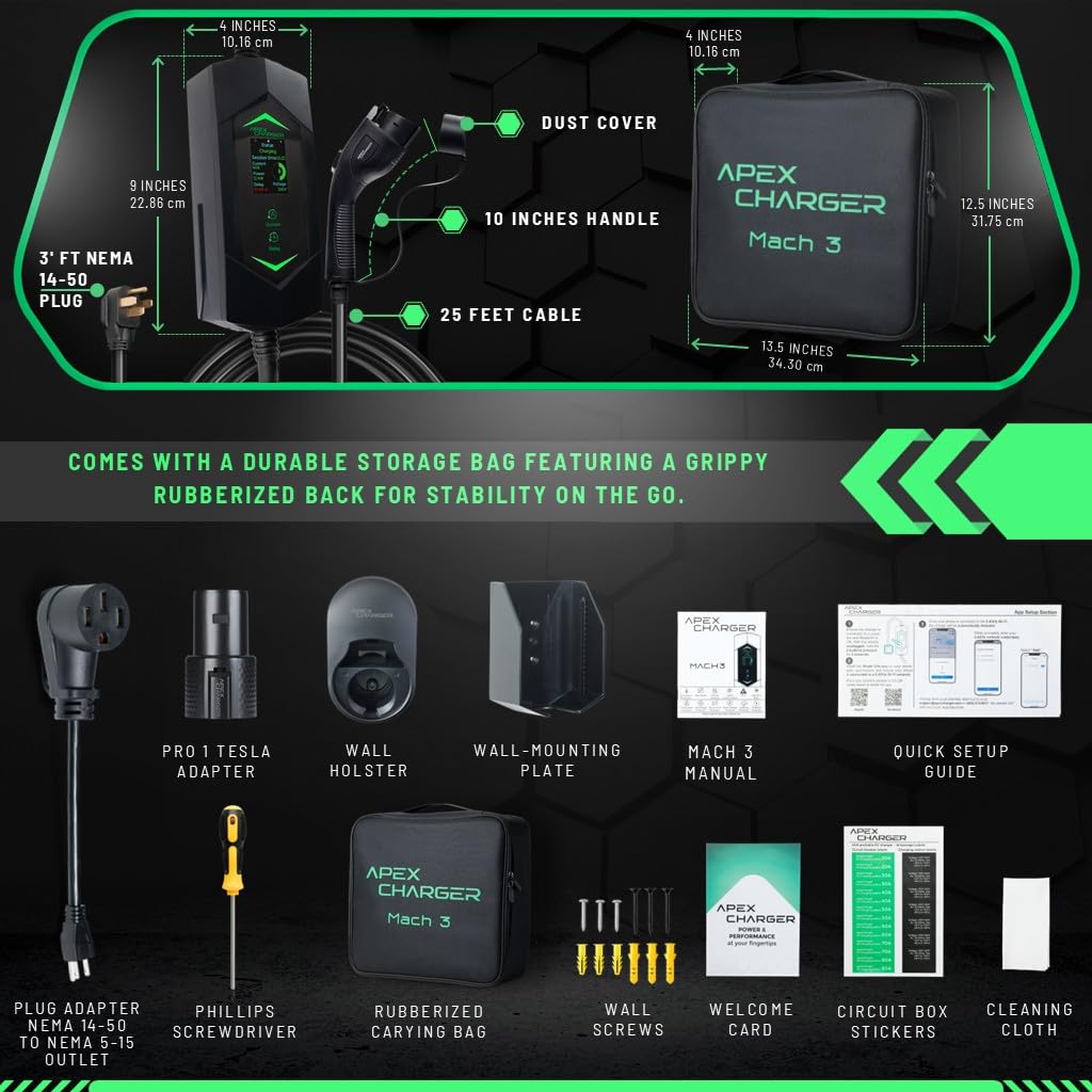 Amazon.com: MACH 3 Fast 40 Amp Level 1&2 Portable EV Charger