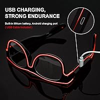 Vista 51 de Ainiv Gafas de luz inalámbrica, 3 modos, LED luminosas, que brillan en la oscuridad, para fiestas, DJ, EDM, Halloween, Navidad Inalámbrico - Rosa