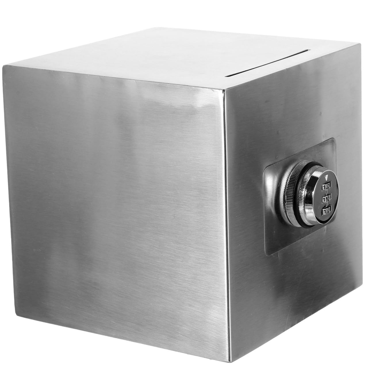 Tirelire Coffre-Fort Bancaire avec Serrure en Acier Inoxydable Argenté Rangement Facile des Pièces de Monnaie Pratique et Sécurisé pour Garçon et Filles