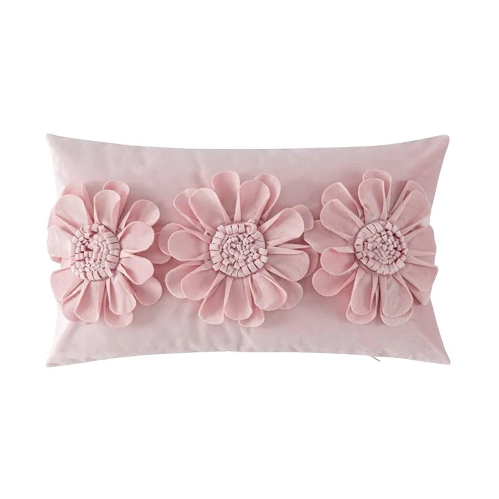 LCKKJHG Pink Heart Style Small Daisy Sunflower Plush Pillowcase 30x50/45x45CM 3D Floral Velvet Cushion Cover(C 30x50cm)