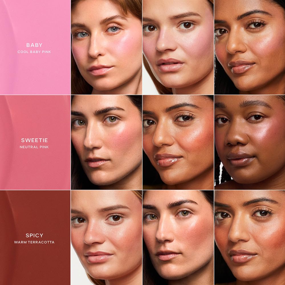 Saie Dew Liquid Blush for Cheeks Trio - Hydrating Cream Blush Stick Set with a Blendable + Buildable Formula - Skincare Infused Dewy Face Blushes for a Natural Flush - Baby, Sweetie, & Spicy (3 Count) - Image 3