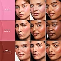 Vista 3 de Saie Rubor líquido de rocío para trío de mejillas, juego de rubor en crema hidratante con una fórmula mezclable + construible, rubores faciales