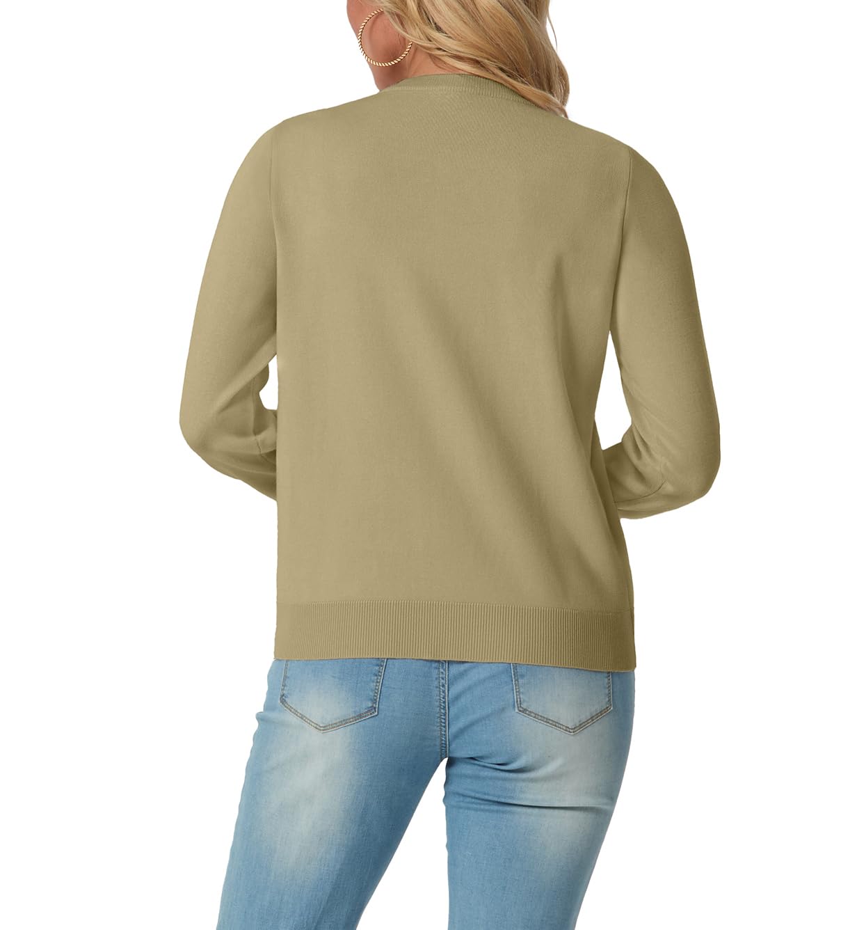 GRECERELLE Cárdigan suave de verano para mujer, bonito y ligero, cuello redondo, manga larga, suéter de punto sólido, suéteres casuales con botones para mujer, noches de verano y citas
