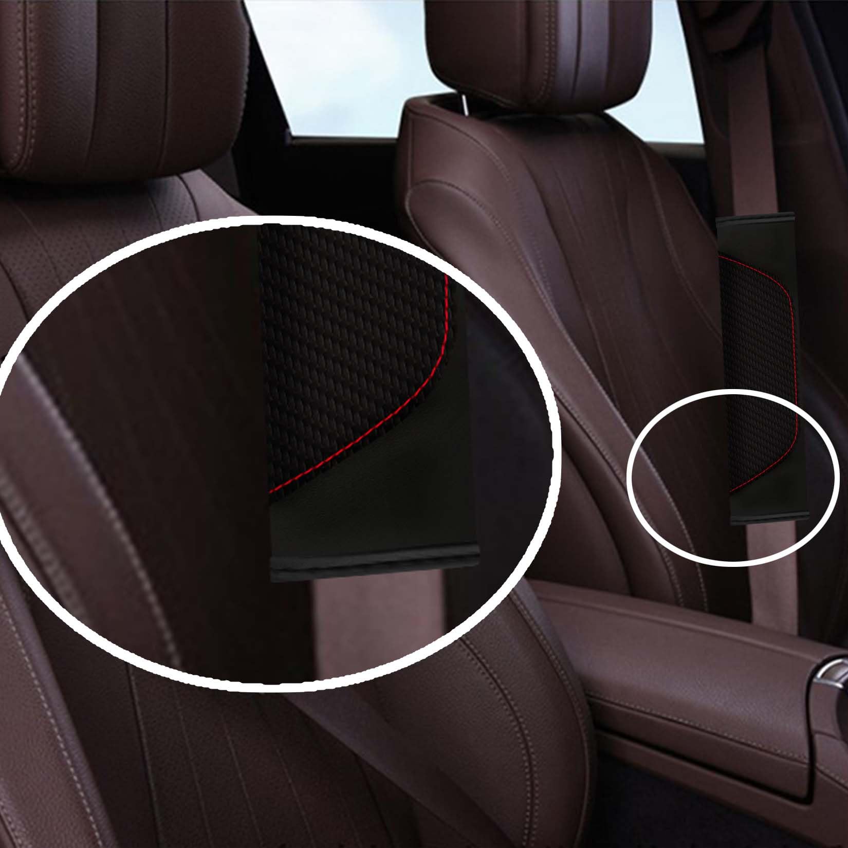 2-Pack Universal Black Carbon-Fiber Look Seat Belt Shoulder Pads – Soft Cushion Covers