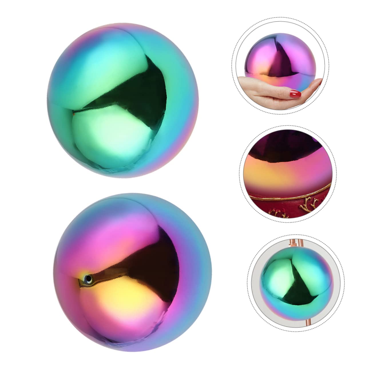 6stücke Teiliges Spiegelkugeln Regenbogenfarbige Hohle Deko-bälle Für Garten Outdoor-Dekoration Reflektierende Gartenaccessoires