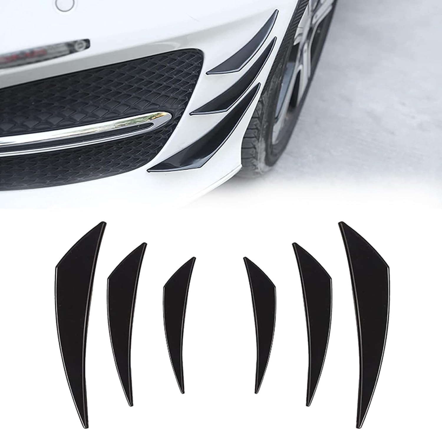 JINGMU 6 Pcs Car Spoiler Canards Kit for Audi A1 Sportback 2 (II) GB I 2018-2024, Car Front Bumper Fins, Front Bumper Lip Splitter, Anti-Collision Strip Bumper Decoration Sticker