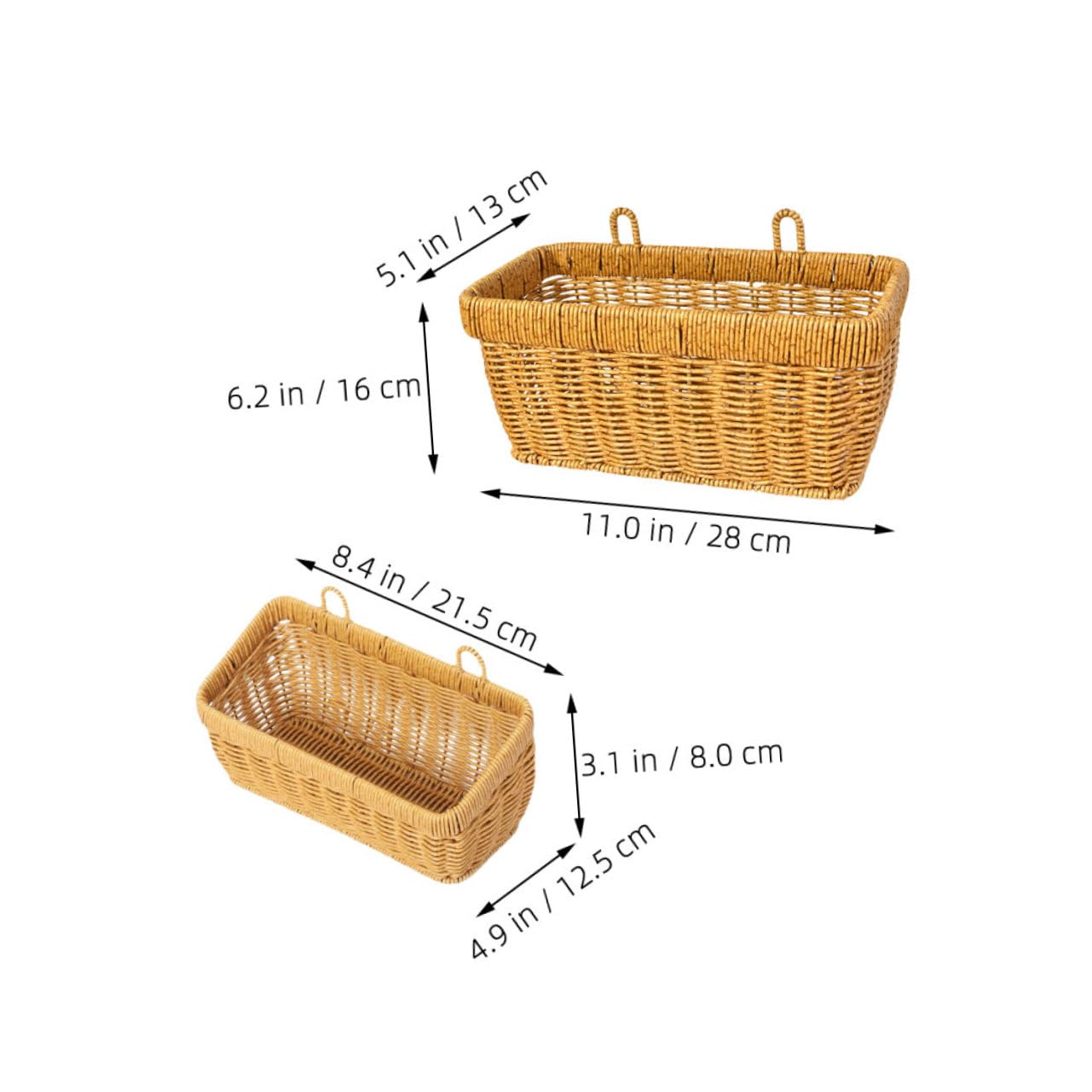 Ipetboom 2pcs Woven Hanging Basket Versatile Faux Rattan Kitchen Wall Organizer for Fruits Vegetables and Eggs Space Saving Storage Elegant Design