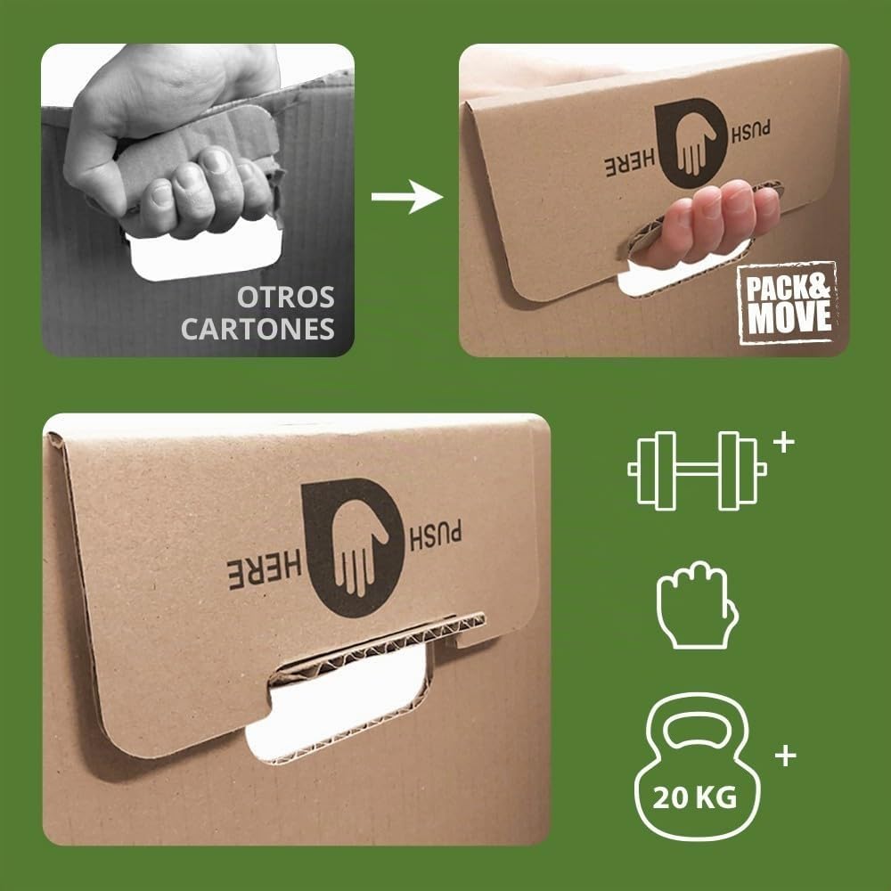 Pack de cajas de cartón para mudanza 54L - 60x30x30 cm - certificados FSC 70% - Pack and Move (40)