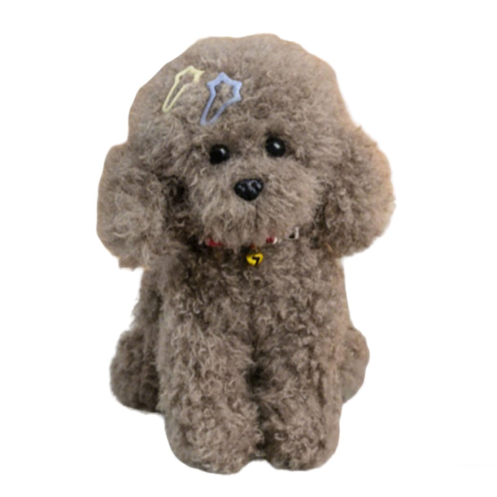 Poodle Plush, Realistic Fluffy Dog Stuffed Animal Cute Lifelike Puppy for Kids Girls Home Decor and Birthday Gifts(Grey,35cm/13.7in)