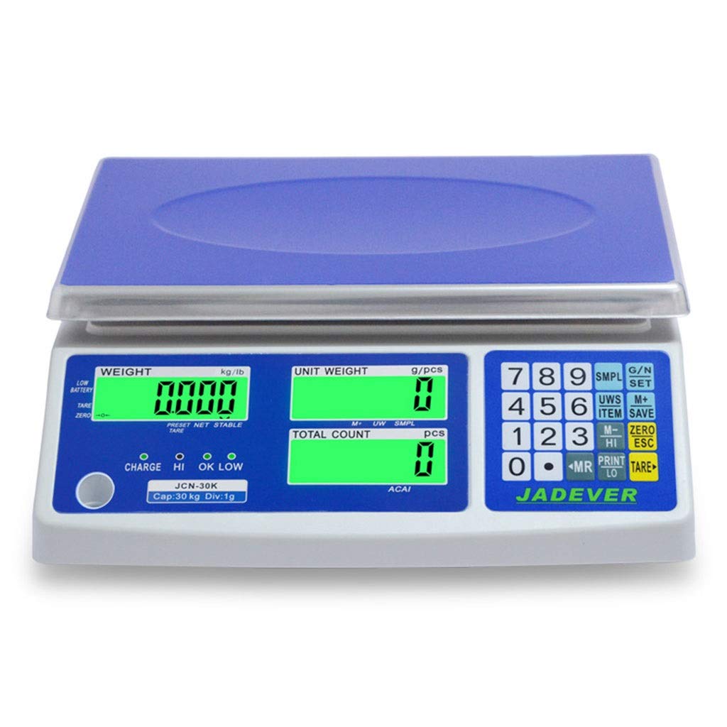 Balances 30kg/1g Balance de Précision Cuisine Professionnelle，postale idéale pour l'expédition pèse-colis pèse-lettres, avec fonction de comptage Balance industrielle LCD