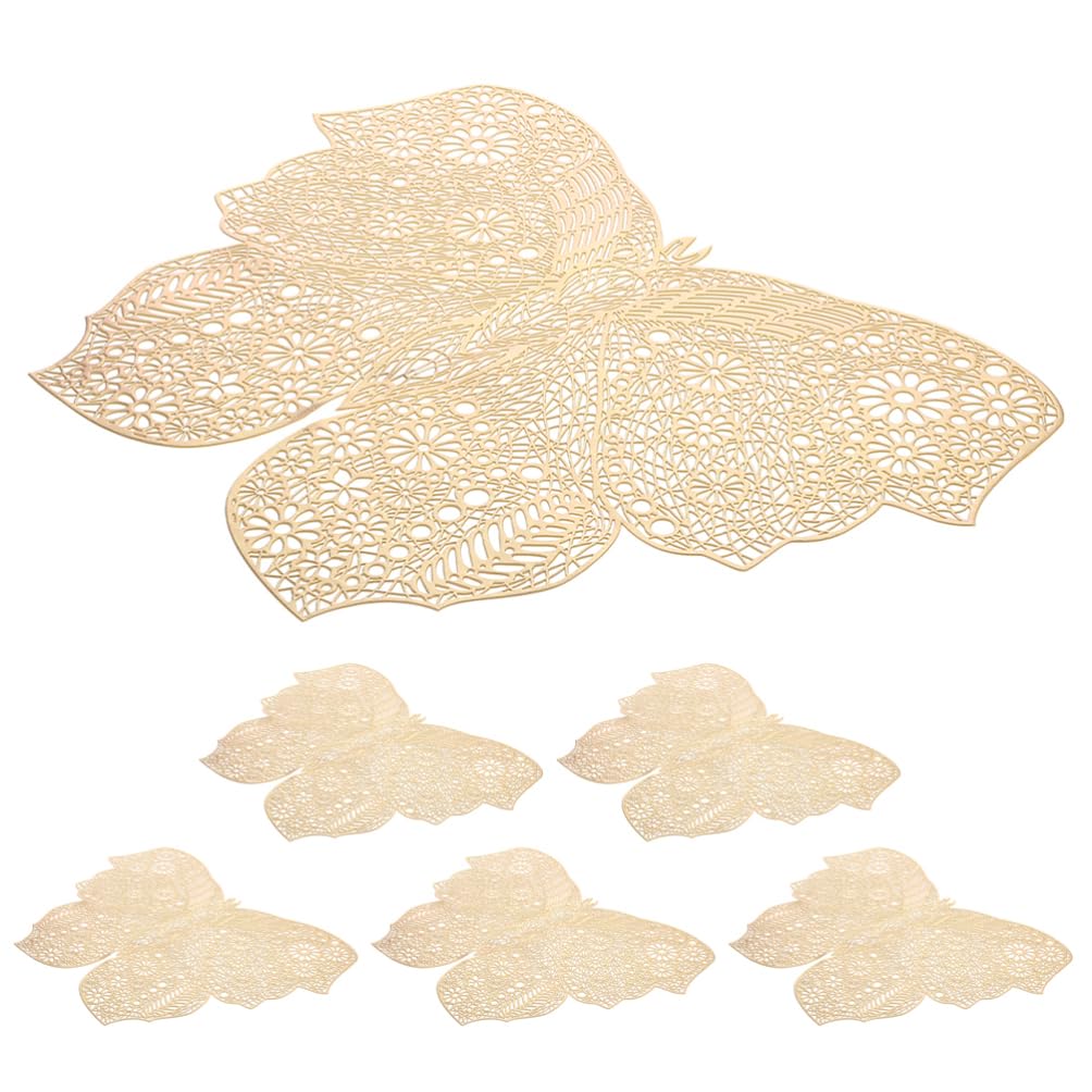 Posavasos Decorativos de PVC Dorado Mariposas Caladas 6 Piezas