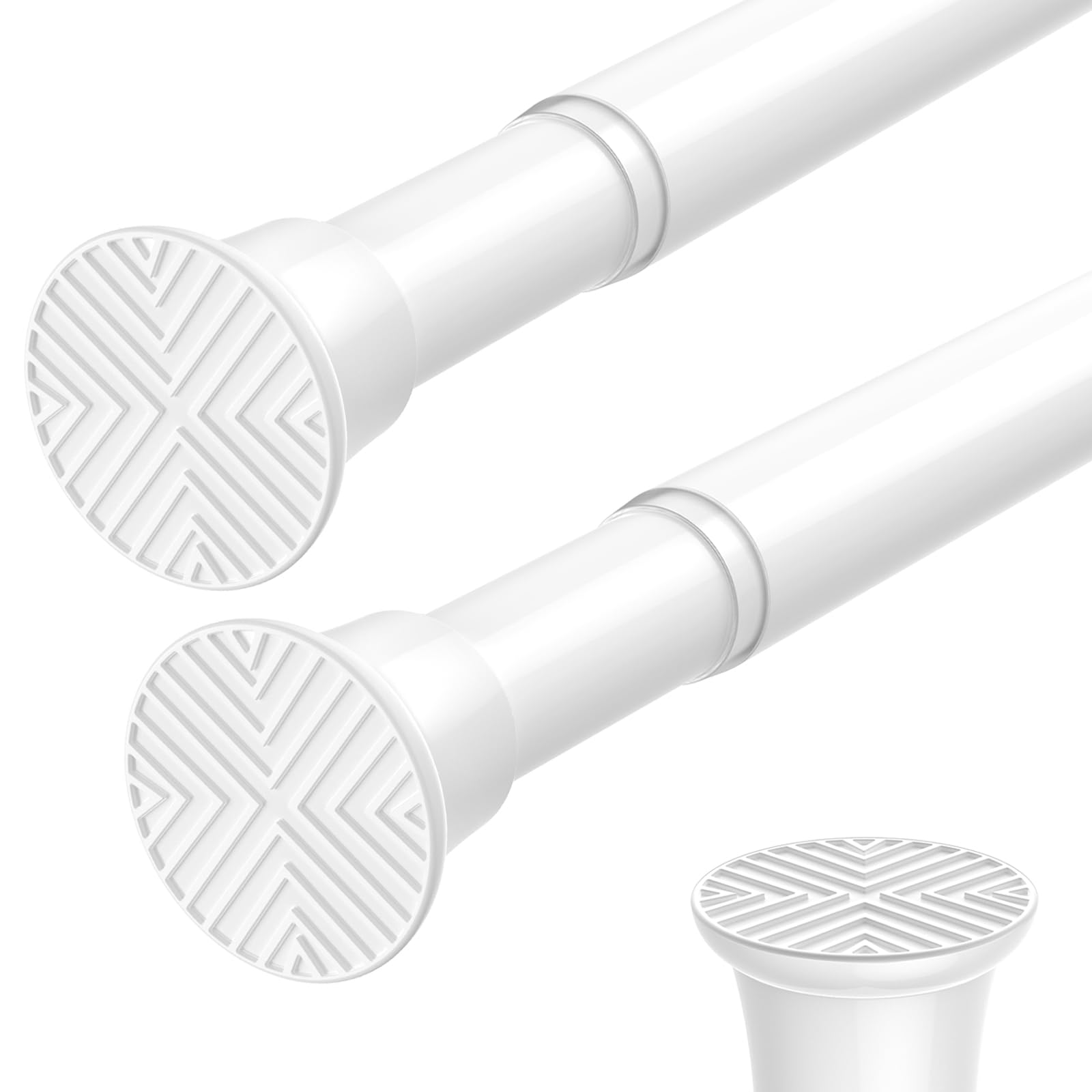 Zipglo 2pcs Extendable Curtain Poles 58-118 cm, Tension Rods for Curtains White Curtain Poles No Drilling Spring Loaded Curtain Rod Telescopic Curtain Pole for Small Window Door Wardrobe