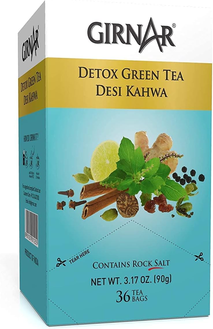 QRAGirnar Food & Beverages Pvt. Ltd. Detox Green Tea - Desi Kahwa (36 Tea Bags) 90 gm