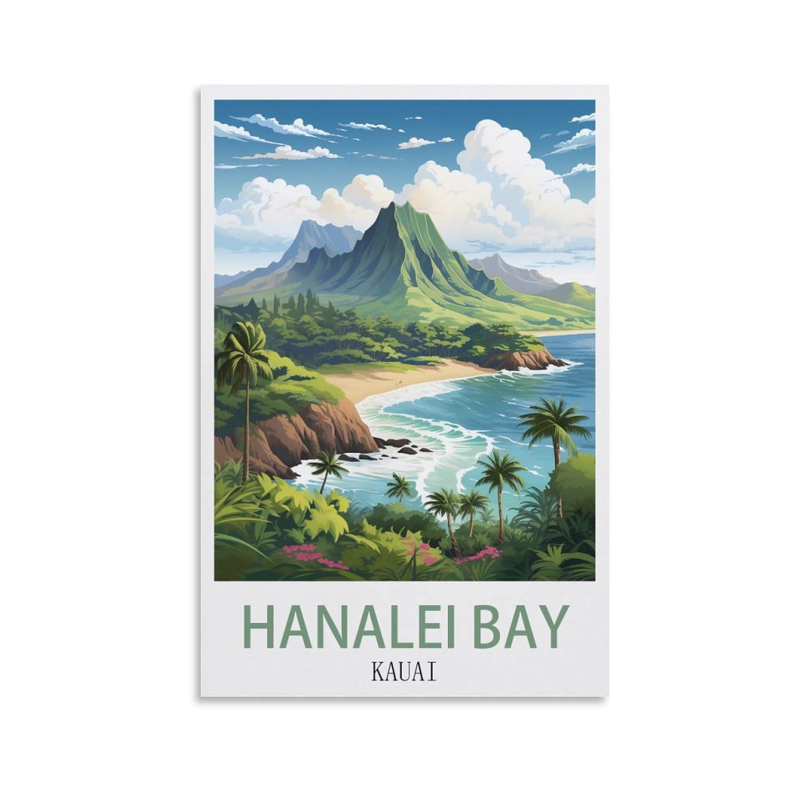 EZMLFA DIY 5D Diamond Painting Kits for Adults,Hanalei Bay Kauai DIY Diamond Art Kits Gem Painting Crafts for Home Wall Decor 30x40cm