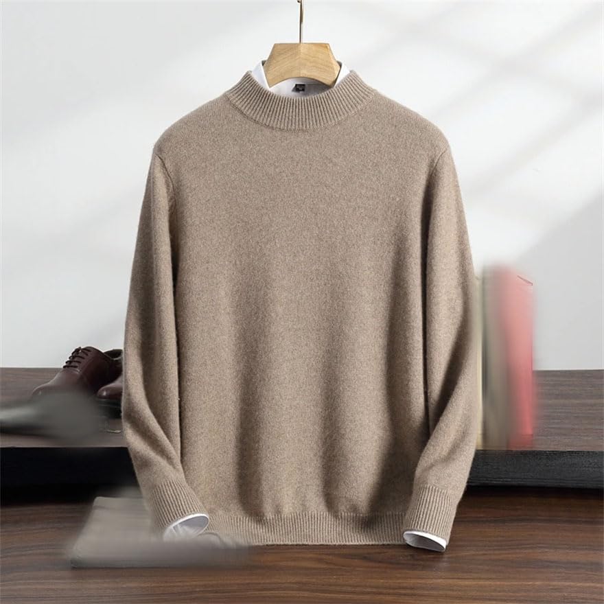Men Cashmere Business Fall Winter Casual Sweater Mock Neck Thick Solid Comfortable Pullover Jumper2