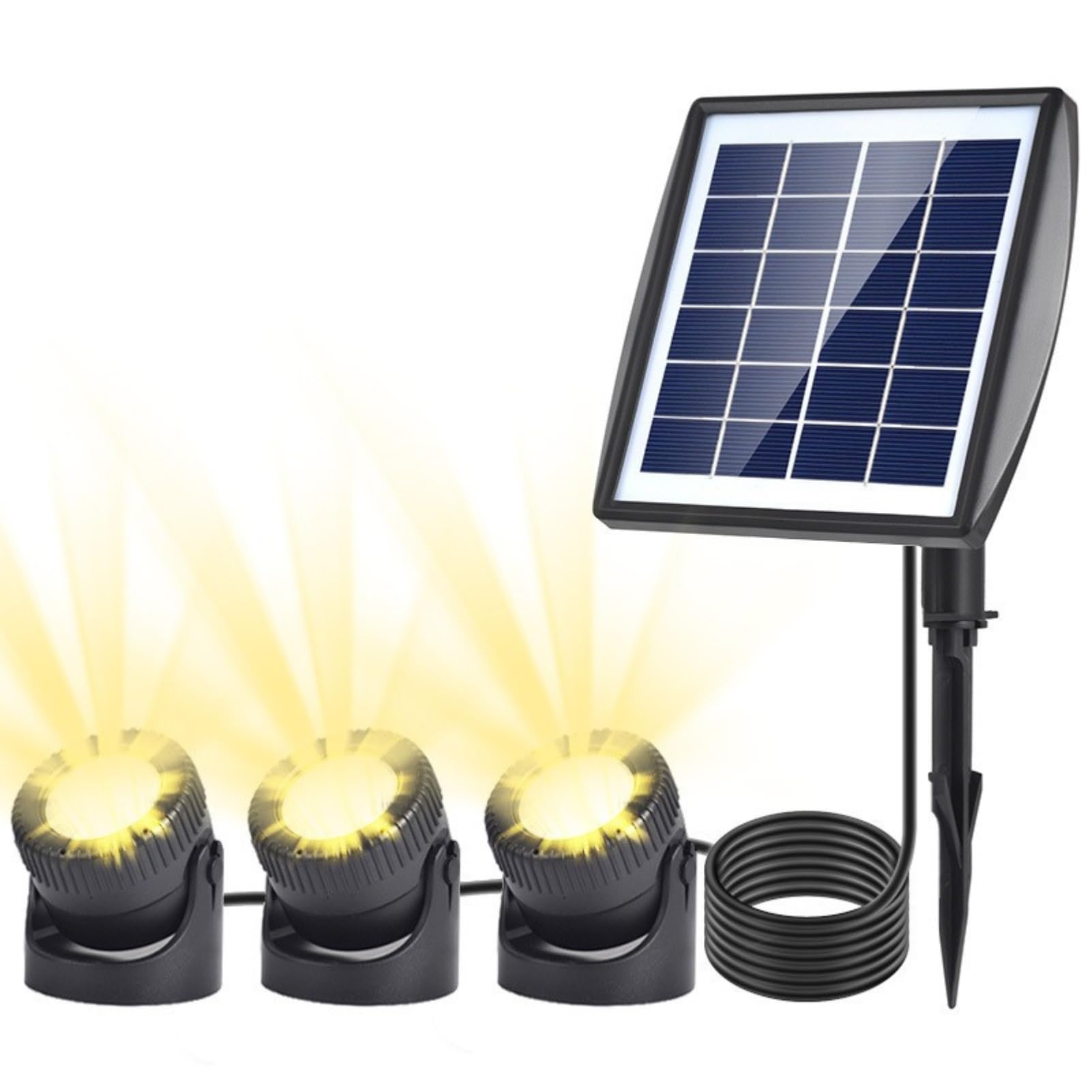 Jadeshay Lampy solarne do basenu, 6 V/2 W, polikrystaliczny panel słoneczny z 1 W, 3 lampy, wodoodporny reflektor solarny IP68 do stawu ogrodowego