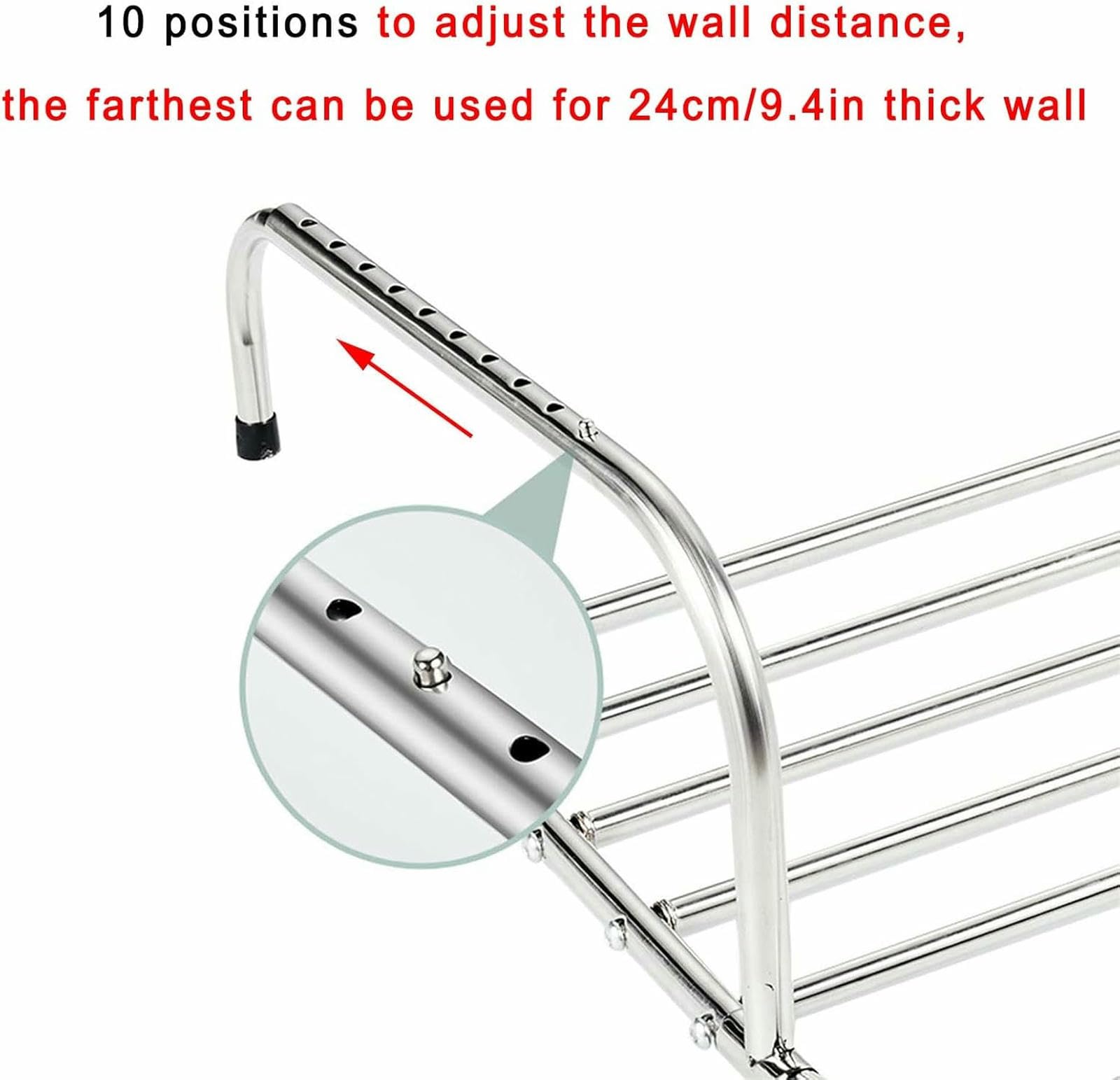 Stendibiancheria per ringhiere di balconi e davanzali, piccolo stendibiancheria pieghevole in acciaio inox, stendibiancheria per radiatori per appendere vestiti, asciugamani, scarpe e calzini (50 cm/1