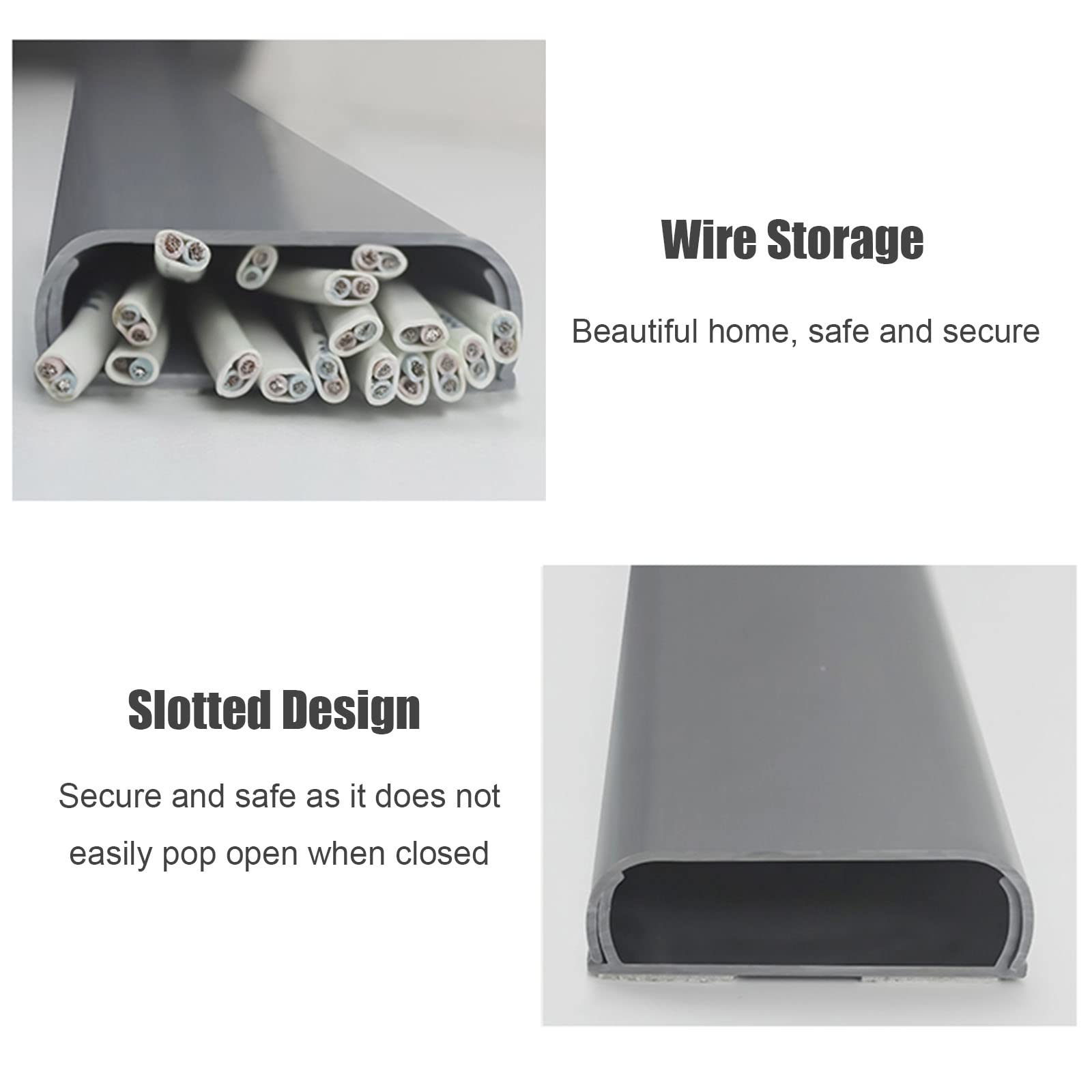 Canaletas para Cables, Tapa Canaleta De Cables Y Cordones con Riel for Suelo Pared Marrón