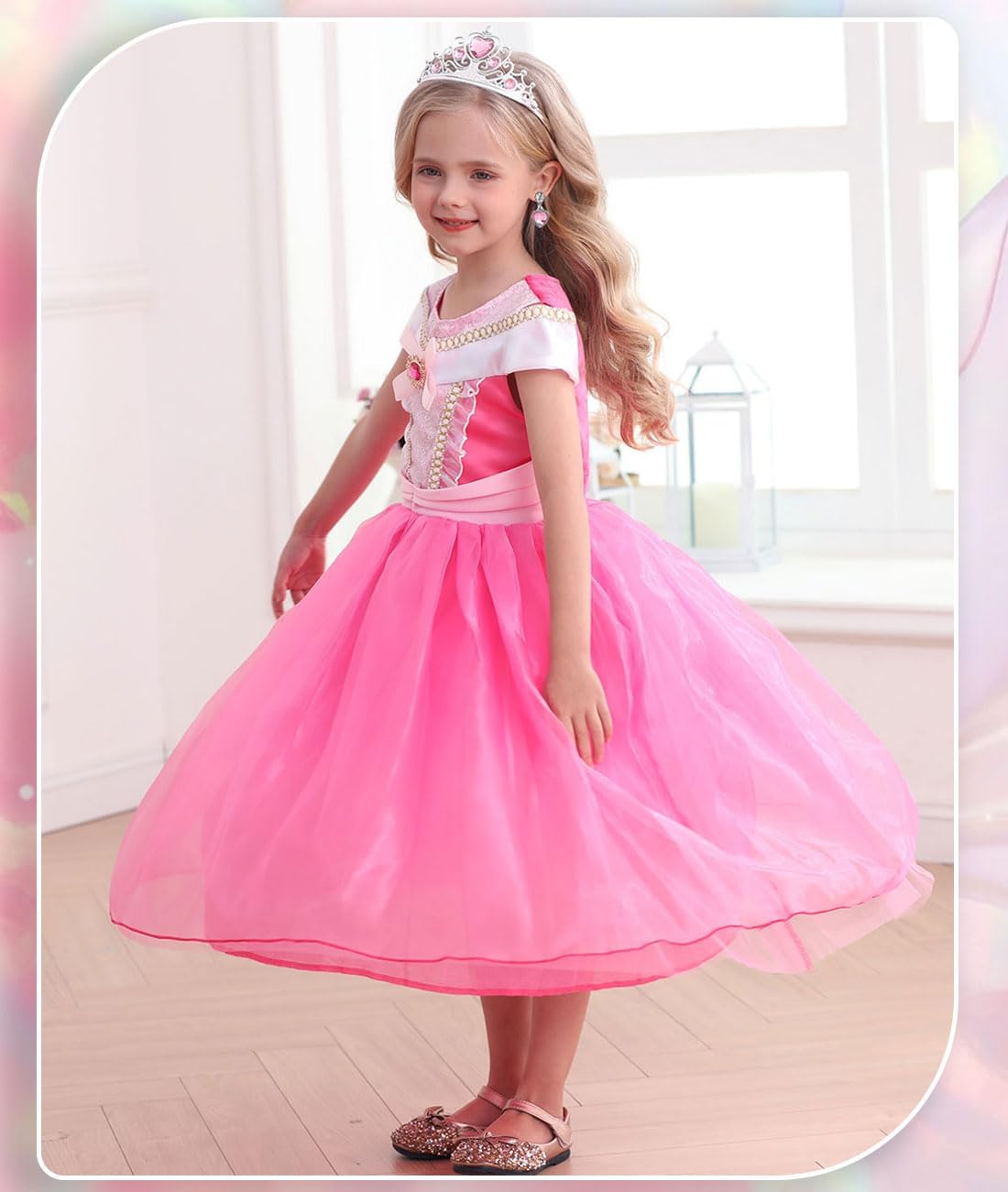 Girls Princess Costume Pink Dress Up Outfit for Halloween Cosplay Carnival Party - Image 4