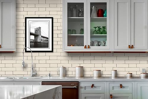 Miniatura 2 de H9217 - Papel tapiz rectangular para despegar y pegar, papel tapiz de ladrillo de 17.7 pulgadas x 9.8 pies, azulejos autoadhesivos de metro, papel