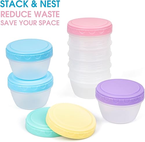 Miniatura 6 de Recipientes pequeños de alimentos con tapas para bebés y niños pequeños, paquete de 15 unidades, fácil de abrir, ultra gruesos, reutilizables, caja