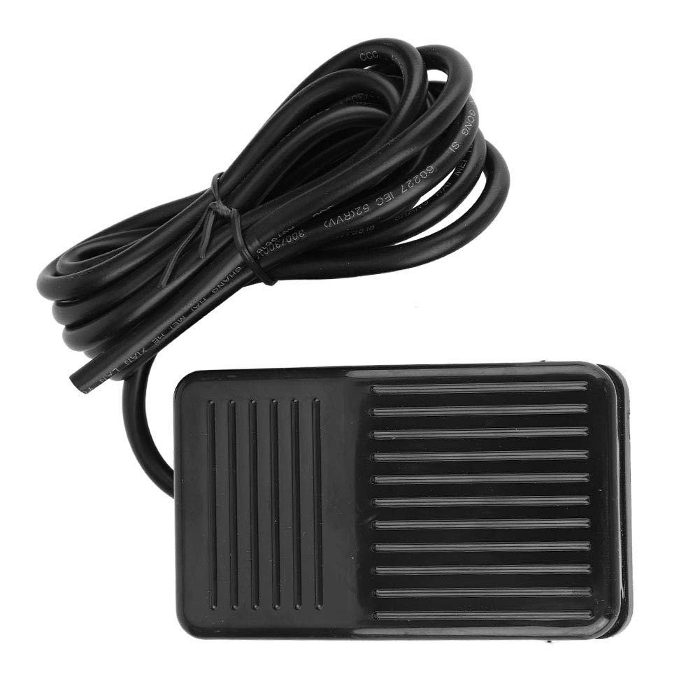 Grand Bouton Poussoir momentané Interrupteur au Pied étanche Pédale Interrupteur de Verrouillage Noir Tfs 01 250Vac 10A Anti-dérapant momentané Contrôleur de Pied de (2 mètres de long)
