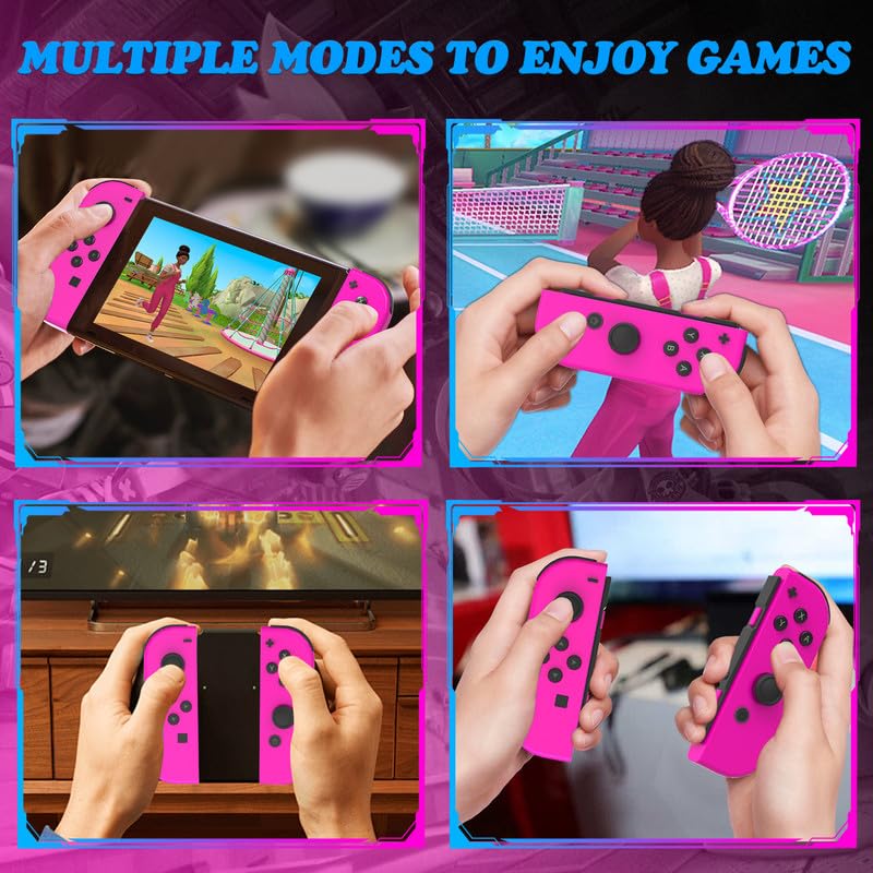 larytech Wireless Switch Controller Joy with Zero Drift Hall Joystick Cons | HD Rumble Gamepad for Family Party Games, Replacement Control Gift for Girl, Switch 1 OLED Lite Remote, Pink, NO NFC