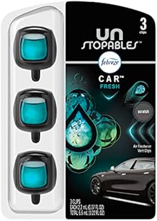 Febreze Unstopables Car Odor-Fighting Car Freshener Vent Clip Fresh, .07 fl oz. Car Vent Clip, Pack of 3