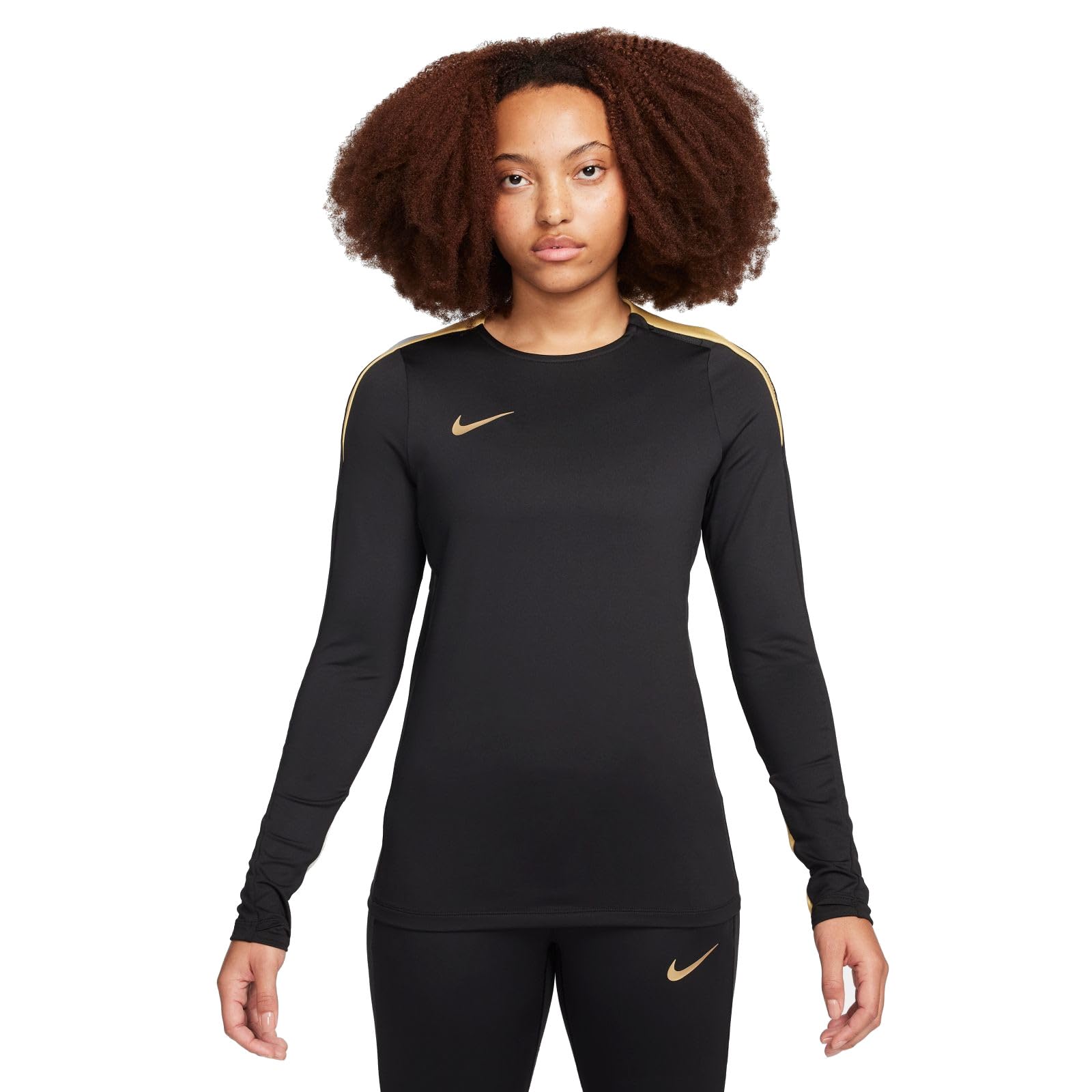 Nike Women's Strike Dri Fit Football Top Black/Gold Large