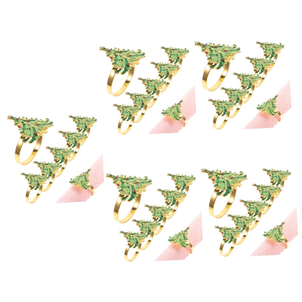 Cabilock 30 Pièces Rond De Serviette Fermoirs pour Serviettes Ronds De Serviette De Saison Faux Décor De Table De Sapin De Noël Décorations De Table De Noël Porte-Serviettes Métal