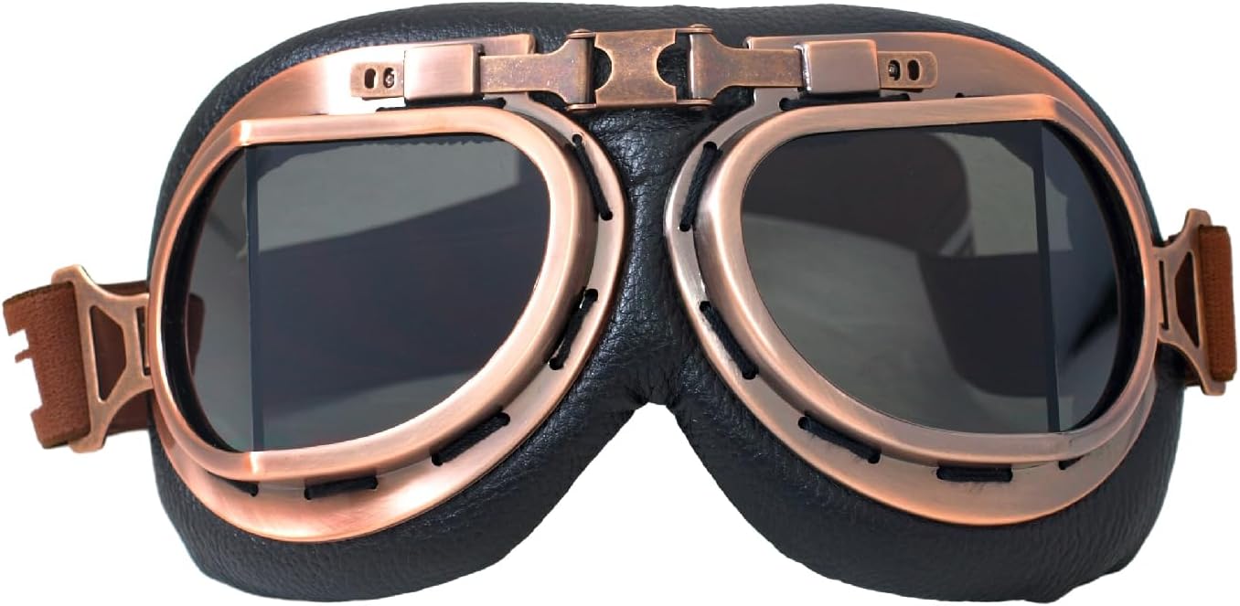 CRG Sports Motorcycle Goggle Vintage Aviator Pilot Style Motorcycle Cruiser Scooter Goggle for Man,Women, Adult