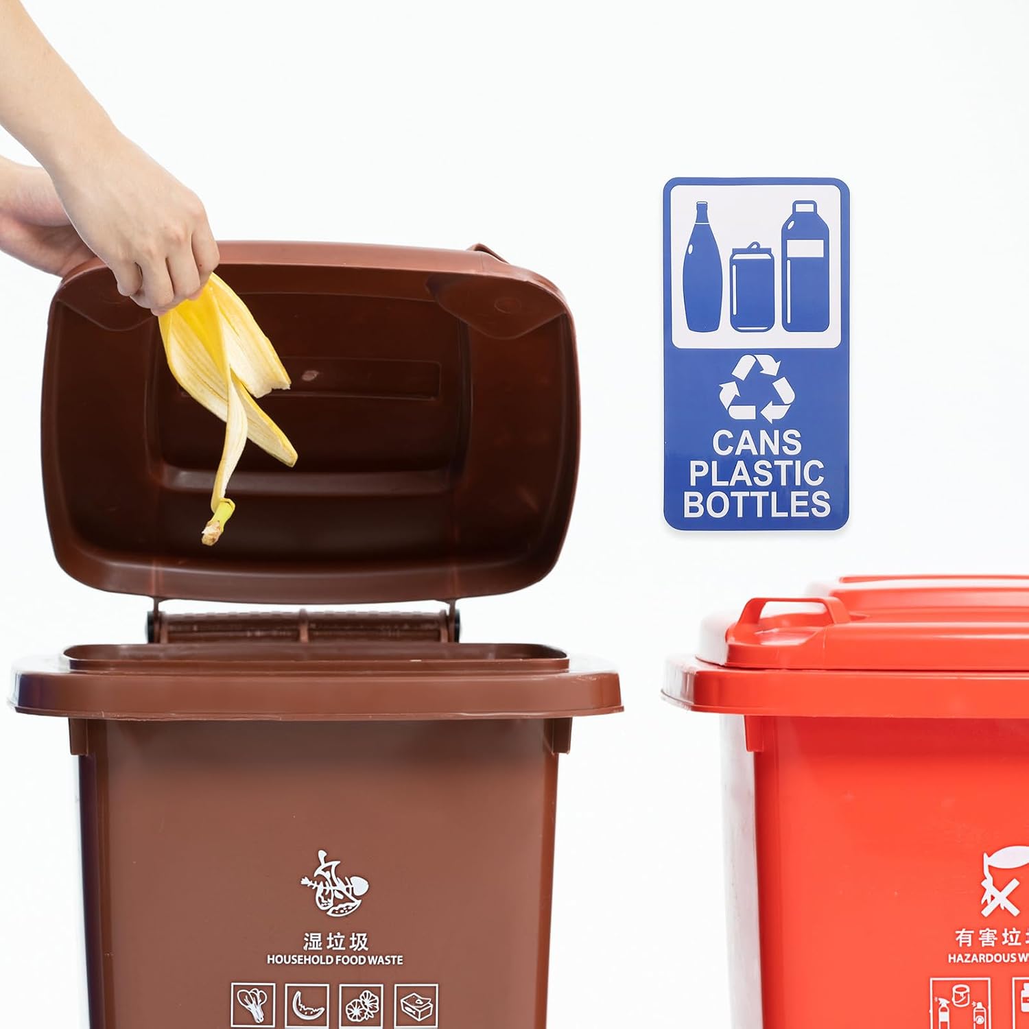 Alipis 6pcs Recycle Trash Bin Labels: Weatherproof Decals for Garbage Sorting - Self-Adhesive Recycle Cans and Bottle Only Stickers - for Apartments and Kitchens 7.8"X3.9"