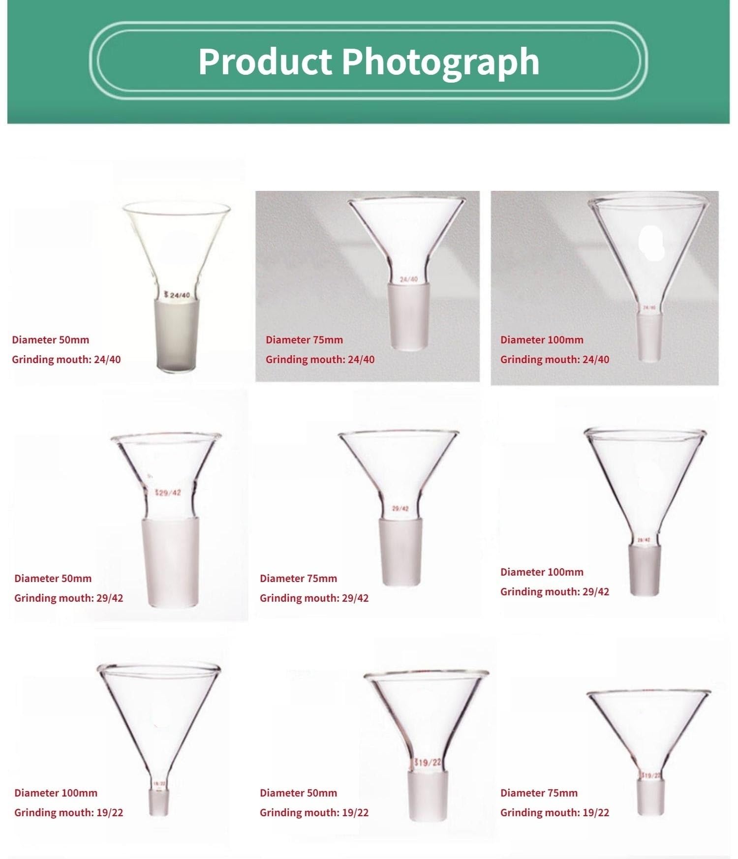 60 Degree Triangular Glass Funnel 2mm Thick for Lab Liquid Transfer | Transparency borosilicate glass funnel with smooth surface and firm welding(19 22 100mm)