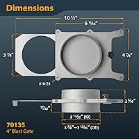Vista 7 de POWERTEC 70135-P4, compuerta de aluminio de 10 cm para colector de polvo, accesorios de recolección de polvo, paquete de 4