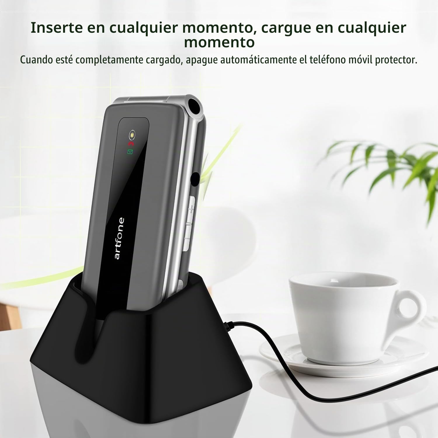 artfone F30 Gris Plateado- 4G LTE Teléfono móvil de Tapa para Mayores丨Botones y Teclas Grandes丨Teléfono móvil para Ancianos de Pantalla 2,4" 丨Base de Carga丨Botón SOS丨Bateria 1300mAh丨Radio FM丨Bluetooth