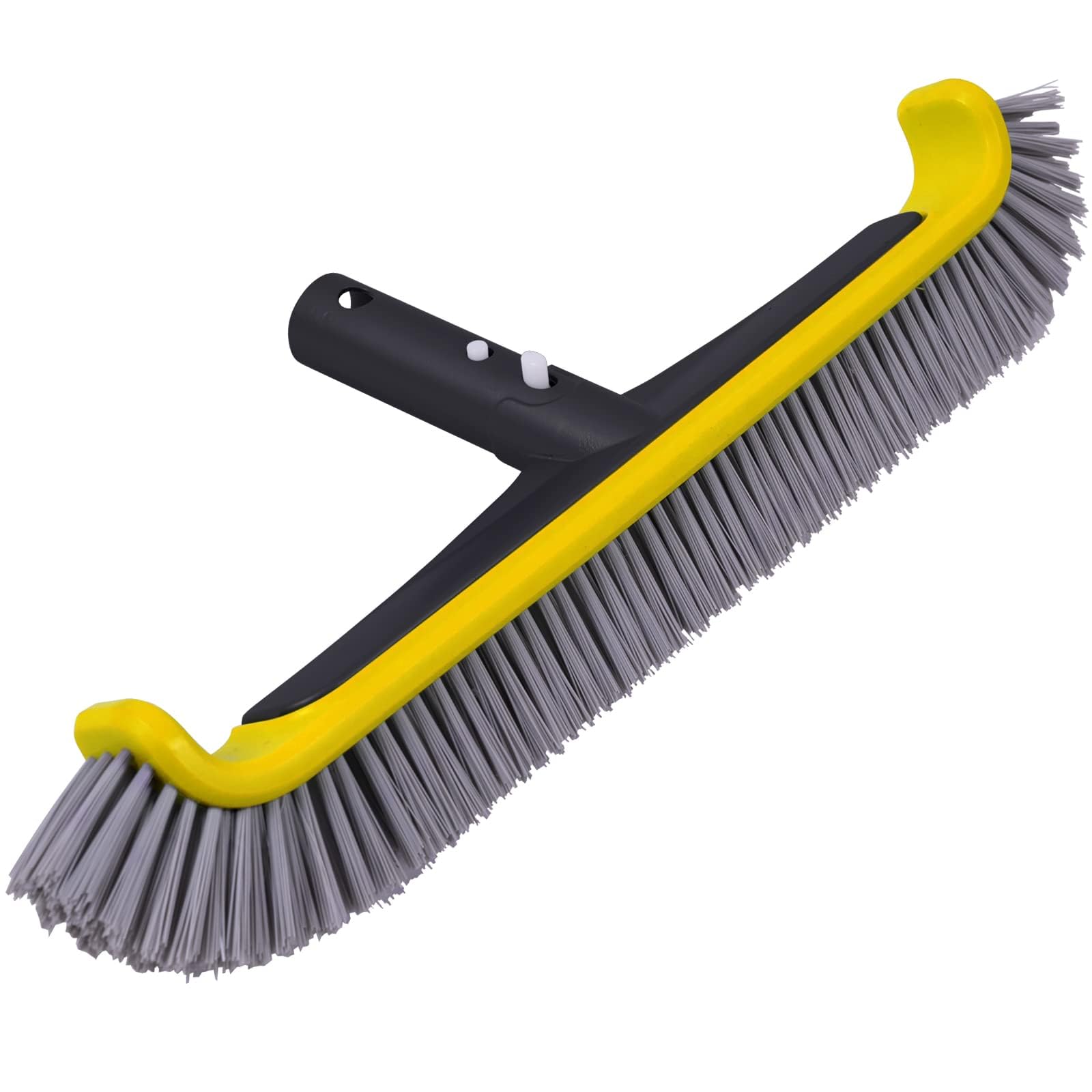 POOLAZA Brosse pour piscine avec manche en aluminium, tête robuste, brosse en nylon nettoyage parois marches angles