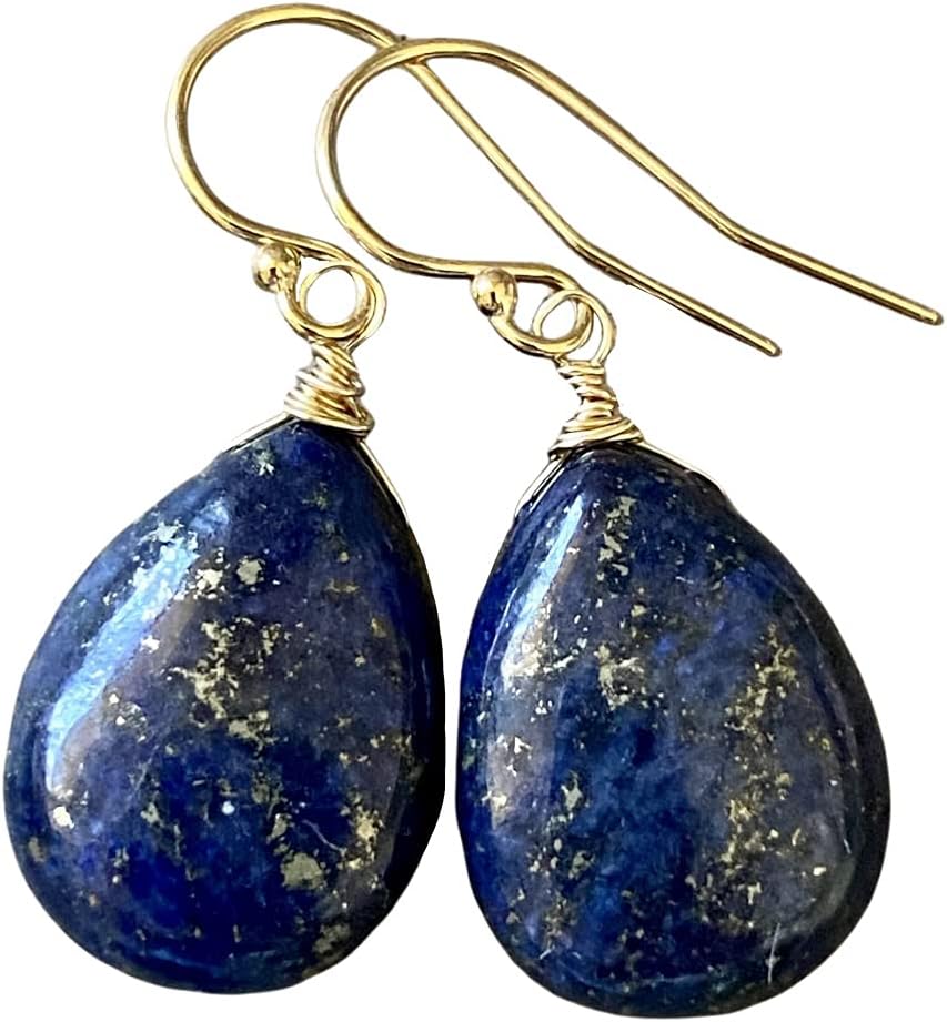 Lapis Lazuli Earrings 14k Gold Filled - December Birthstone Royal Blue Natural Gemstone Dangle Jewelry